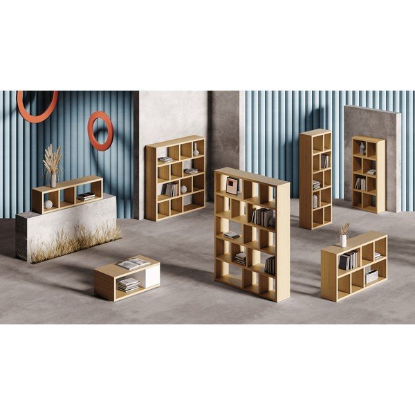 Dabīga toņa grāmatplaukts ar ozolkoka imitāciju 150x83 cm Berlin – TemaHome-image-1