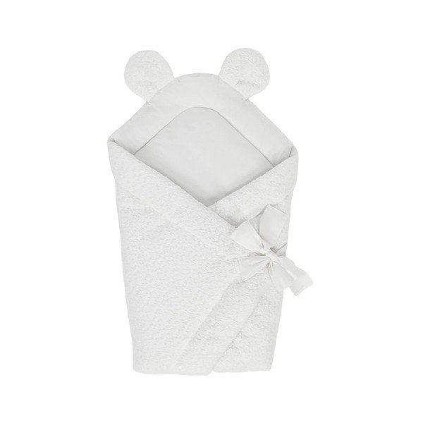 Balta buklē bērnu ietinamā sedziņa 35x65 cm – Meowbaby