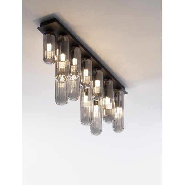 Pelēka stikla griestu lampa ar stikla abažūru 10x72 cm Gustave – Nova Luce-image-3