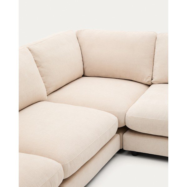 Bēšs stūra dīvāns no šenila auduma Gala – Kave Home-image-4