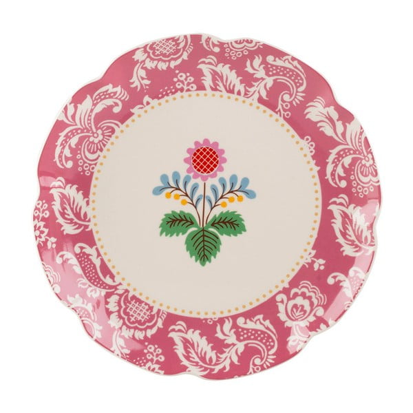 Bēšs un rozā porcelāna šķīvis ar ziedu motīvu Creative Tops, ⌀ 21 cm