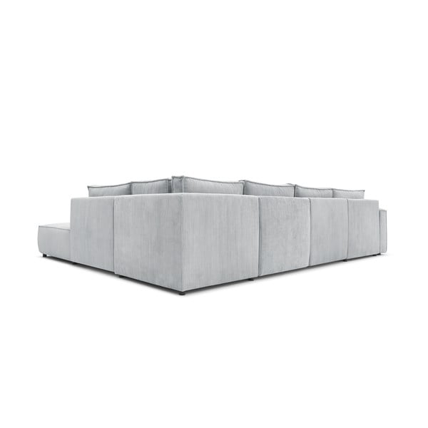 Gaiši pelēks velveta stūra dīvāns (ar labo stūri/U veida) Nihad modular – Bobochic Paris-image-4