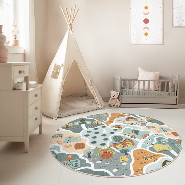 Mazgājams bērnu rotaļu paklājs ø100 cm Farmer's Life – Mila Home-image-2