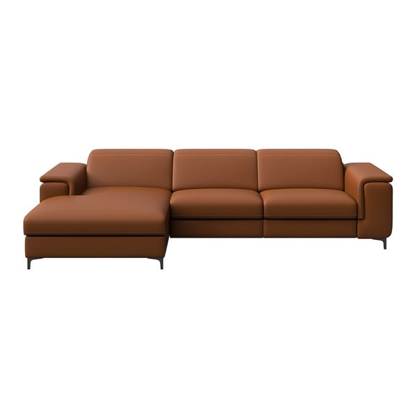 Konjakbrūns ādas stūra dīvāns (kreisais stūris) Brito – MESONICA