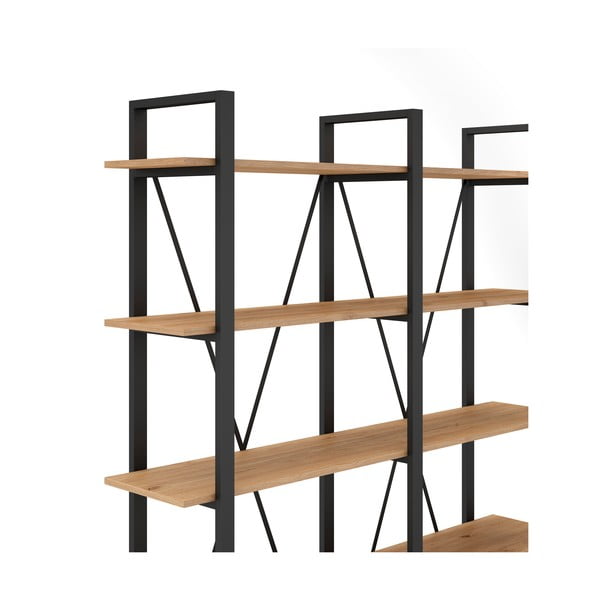 Melns/dabīga toņa ozolkoka imitācijas plaukts 150x180 cm Aviva – Marckeric-image-4