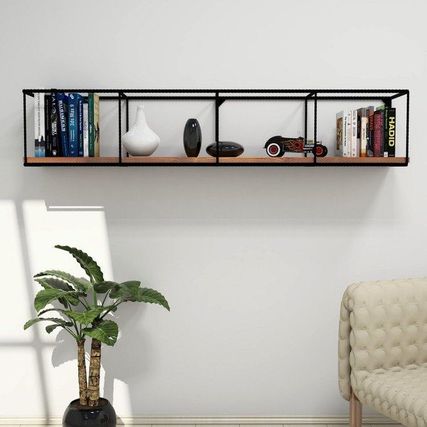 Sienas plaukts ar tumšu riekstkoka plātni Miray, garums 120 cm-image-4