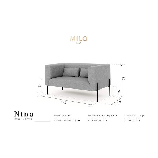Dzeltens divvietīgs dīvāns Milo Casa Nina, 142 cm-image-4