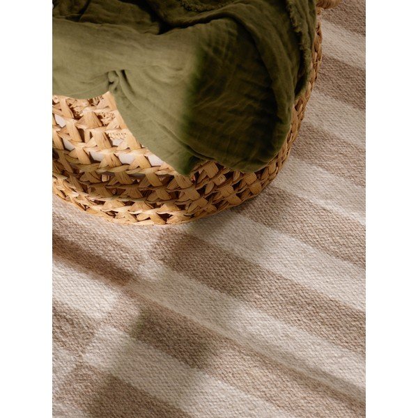 Balts/gaiši brūns divpusējs/ar rokām darināts vilnas celiņa paklājs 80x200 cm Vika – Hanse Home-image-3