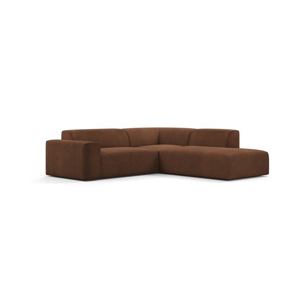 Brūns velveta stūra dīvāns Marie Claire Home Karen, 260 cm, labais stūris-image-2