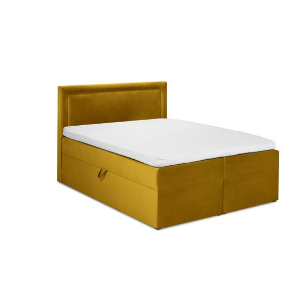 Sinepju dzeltena samta divguļamā gulta Mazzini Beds Yucca, 160 x 200 cm