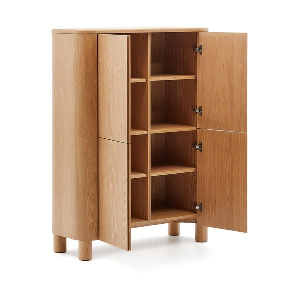 Dabīga toņa skapītis ar oškoka imitāciju 100x134x40 cm Salaya – Kave Home-image-3