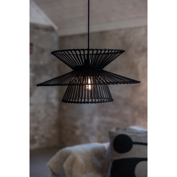 Melna piekaramā lampa ar bambusa abažūru ø 57 cm Duplici – Markslöjd-image-3
