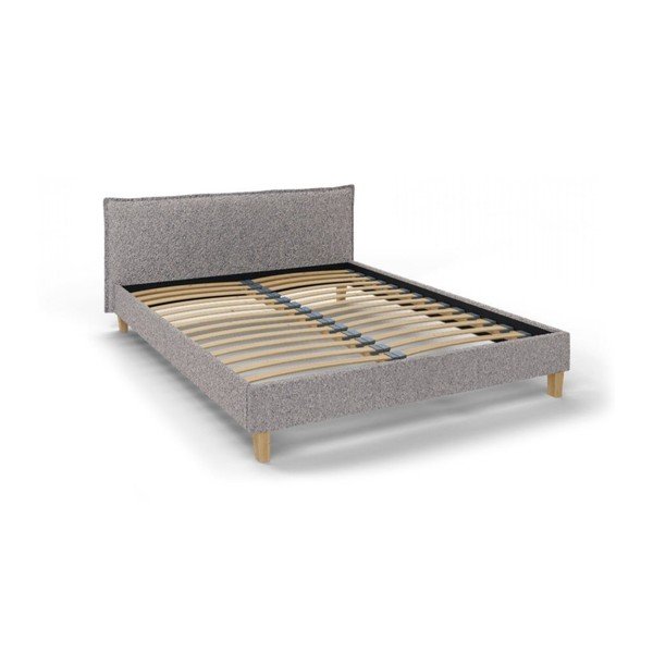 Pelēka mīksta divvietīga gulta ar režģi 160x200 cm Tina – Ropez