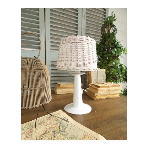 Balta galda lampa ar rotangpalmas abažūru Orchidea Milano Summer