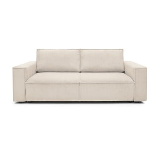 Krēmkrāsas/balts velveta izvelkamais dīvāns Bobochic Paris Nihad, 245 cm
