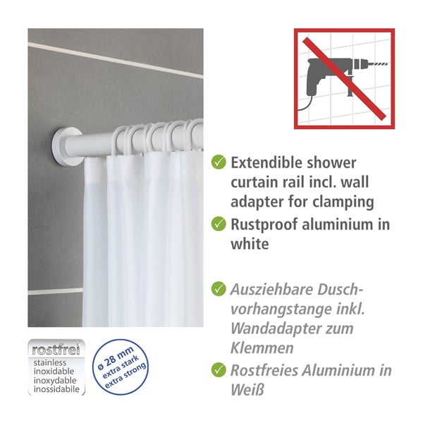 Balts vannas istabas izvelkamais stienis Wenko Luz, garums 110-185 cm-image-4