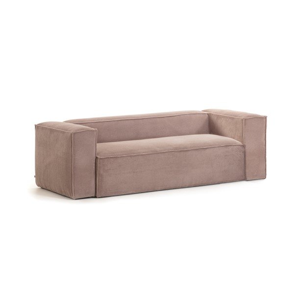 Rozā velveta dīvāns Kave Home Blok, 240 cm-image-2