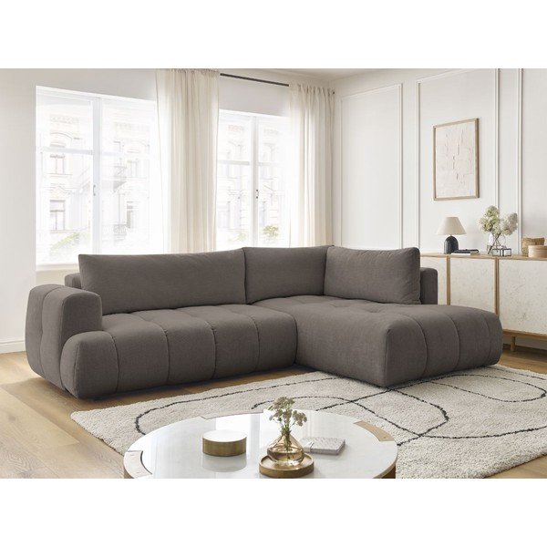 Pelēkbrūns salokāms/ar uzglabāšanas vietu stūra dīvāns (ar labo stūri/L veida) Fuji – Bobochic Paris-image-1