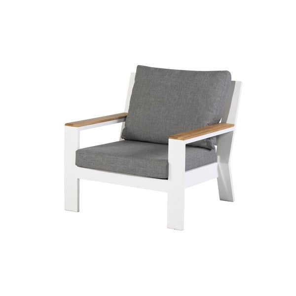 Balts/pelēks metāla dārza atpūtas krēsls Valerie – Exotan
