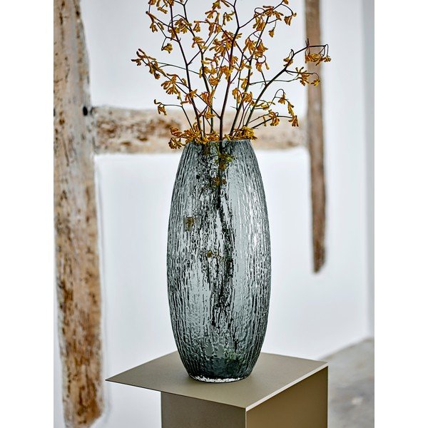 Pelēka stikla rokām darināta vāze (augstums 50 cm) Brock – Bloomingville-image-1