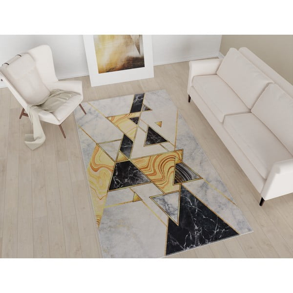 Melns/balts mazgājams paklājs 80x200 cm – Vitaus-image-1