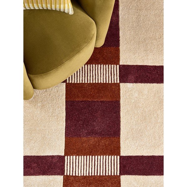 Bordo/krēmkrāsas ar rokām darināts paklājs no pārstrādātas šķiedras 160x230 cm Franka – MADE-image-3