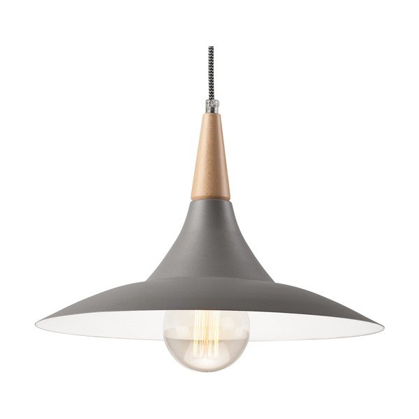 Pelēka piekaramā lampa ar metāla abažūru ø 30 cm Ufo – LAMKUR-image-4