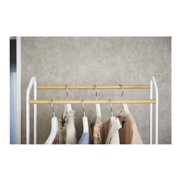 Balts metāla pārvietojams drēbju pakaramais statīvs Tower – YAMAZAKI-image-4