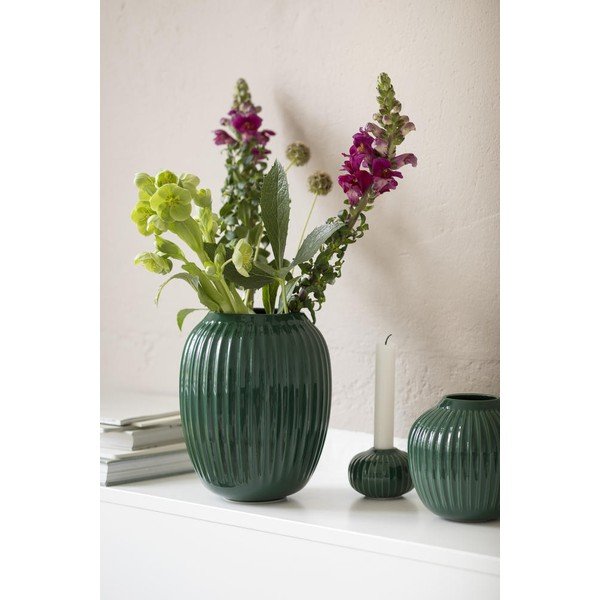Zaļa keramikas vāze Kähler Design Hammershoi, augstums 20 cm-image-3