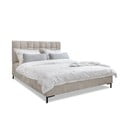 Bēša polsterēta divvietīga gulta ar redelēm 160x200 cm Eve – Miuform