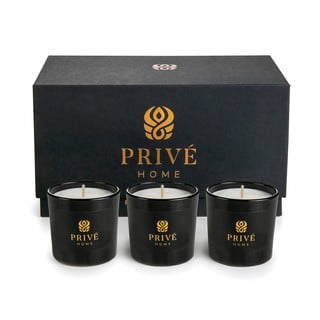 3 aromātisko sveču komplekts Privé Home Lemon Verbena/Mimosa-Poire/Rose Pivoine