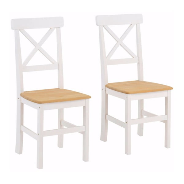 2 baltu masīvkoka pusdienu krēslu komplekts Støraa Nicoline