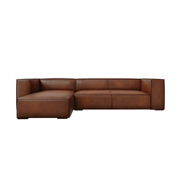 Konjaka brūnas ādas stūra dīvāns (kreisais stūris) Madame – Windsor & Co Sofas