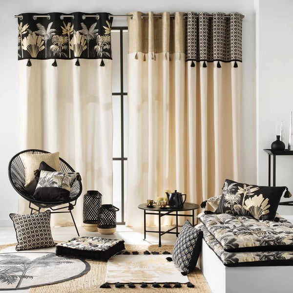 Melns/bēšs aizkars 140x240 cm Karaba – douceur d'intérieur-image-4