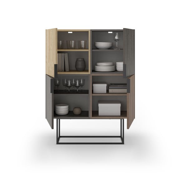 Brūns/dabīga toņa skapītis ar ozolkoka imitāciju 100x130 cm Titan – Marckeric-image-3