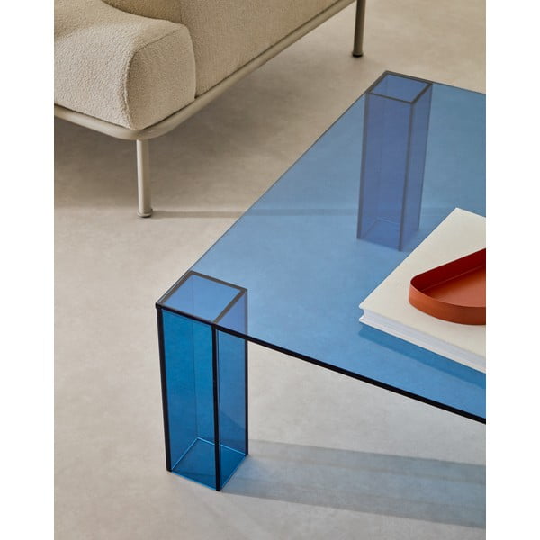 Zils stikla žurnālgaldiņš 85x85 cm Adularia – Kave Home-image-2