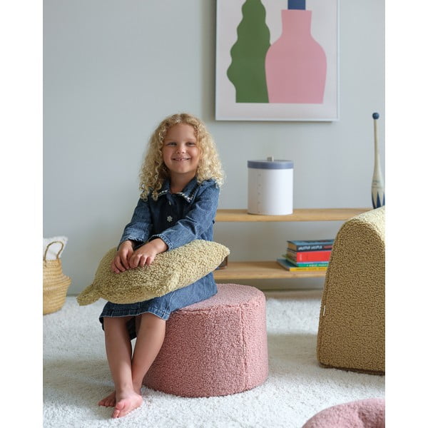 Rozā bērnu pufs no buklē auduma – Wigiwama-image-1