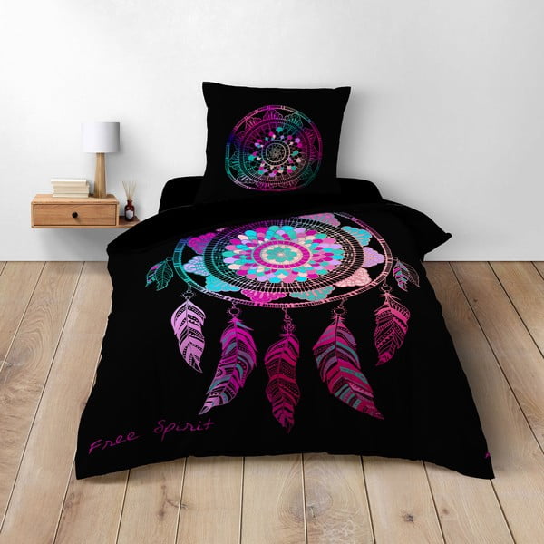 Melna vienguļamā kokvilnas gultas veļa 140x200 cm Porte Bonheur – douceur d'intérieur-image-1