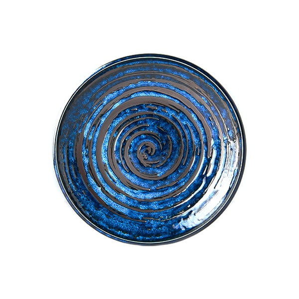 Zils keramikas šķīvis MIJ Copper Swirl, ø 20 cm