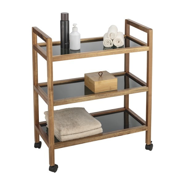 Melns/dabīga toņa akācijas masīvkoka vannas istabas plaukts 65x76,5 cm Fondi – Wenko-image-2