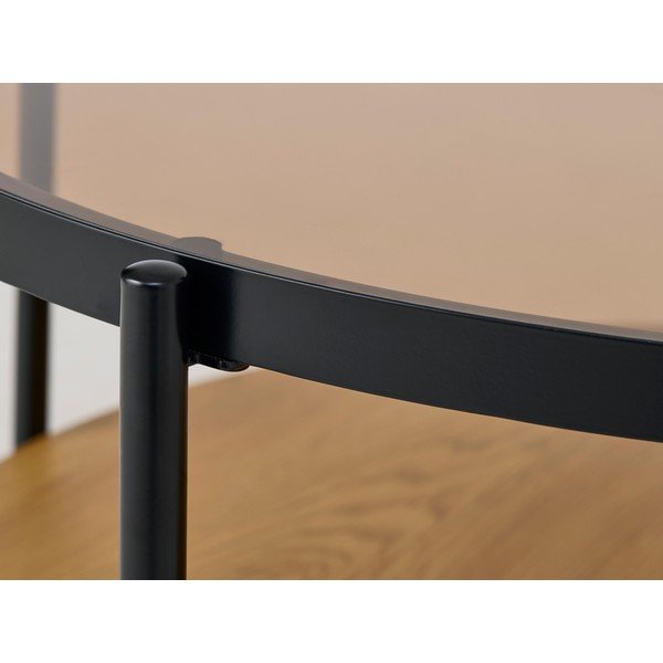 Dabīga toņa apaļš žurnālgaldiņš ar stikla galda virsmu ø 84 cm Hassel – Unique Furniture-image-3