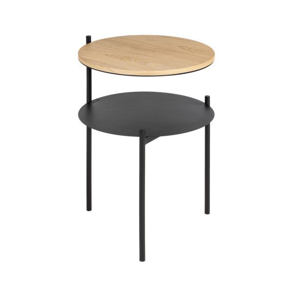 Melns/dabīga toņa naktsskapītis ar ozolkoka imitācijas galda virsmu Tu – noo.ma