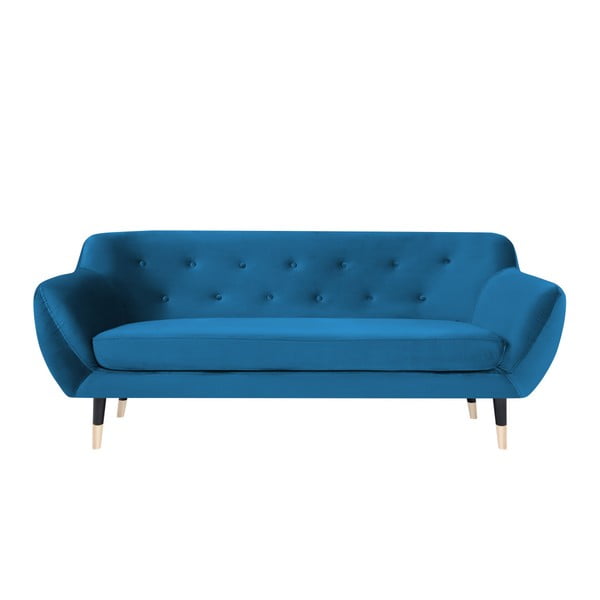Zils dīvāns ar melnām kājām Mazzini Sofas Amelie, 188 cm