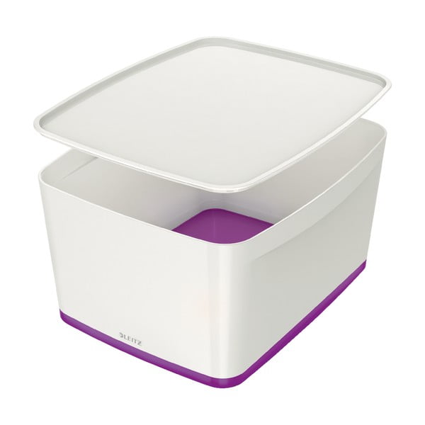 Balta un violeta uzglabāšanas kaste ar vāku Leitz MyBox, tilpums 18 l