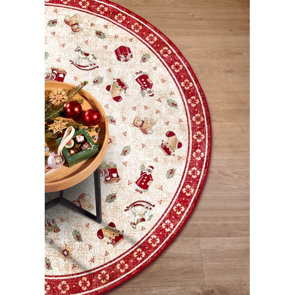 Sarkans apaļš paklājs ar Ziemassvētku motīvu no kokvilnas maisījuma ø 160 cm Toy's Delight Red Christmas – Villeroy&Boch-image-3