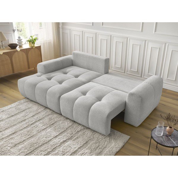 Gaiši pelēks salokāms stūra dīvāns no šenila auduma ar uzglabāšanas vietu  (ar kreiso stūri/ar zvilni) Roxelane – Bobochic Paris-image-4