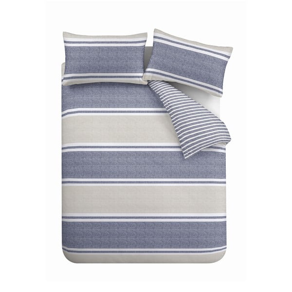 Zila/bēša pagarināta gultas veļa divvietīgai gultai 230x220 cm Banded Stripe – Catherine Lansfield