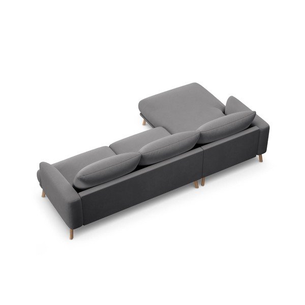 Pelēks samta stūra dīvāns (ar kreiso stūri/ar zvilni) Naomi – Micadoni -image-3