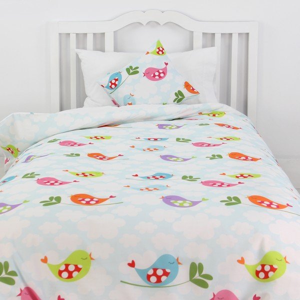 Bērnu kokvilnas sega un spilvens Mr. Fox Little Birds, 140 x 200 cm-image-1