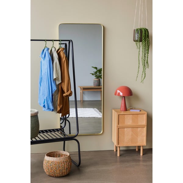 Dabīga toņa ozola masīvkoka naktsskapītis Herringbone – Hübsch-image-2